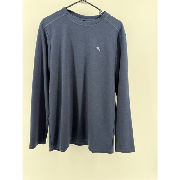 Tommy Bahama Other - Tommy Bahama Mens Medium Navy Blue Waffle Knit Long Sleeve Marlins Logo Pullover